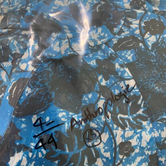 Anthropologie Sheer Printed Peasant Blouse Size XS‎ Floral - Picture 9 of 9